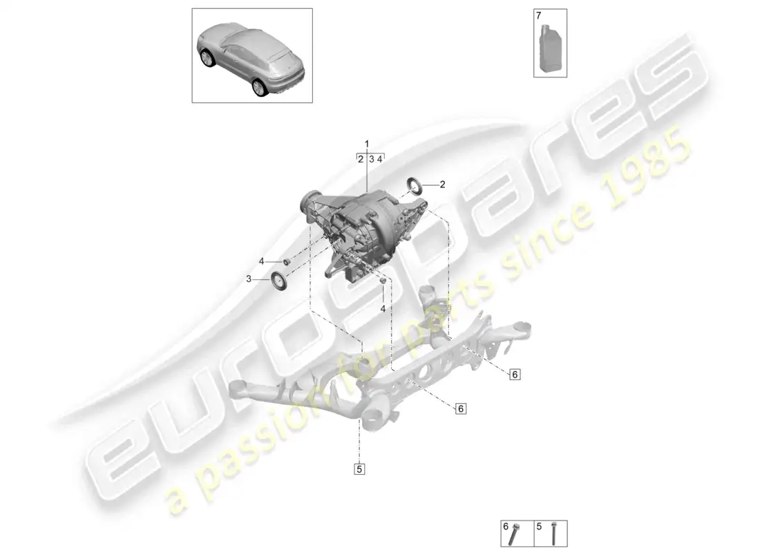 porsche 2020 (macan) rear axle differential for models with no differen- tial lock parts diagram