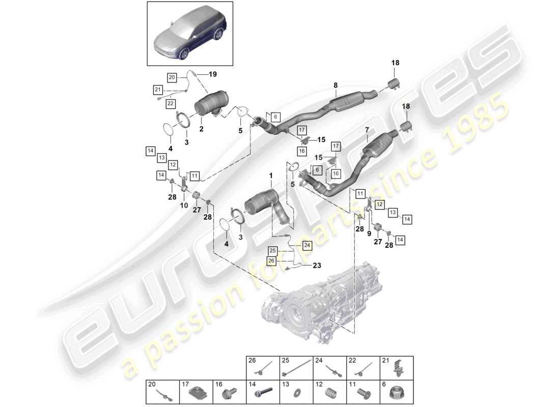 a part diagram from the porsche cayenne parts catalogue