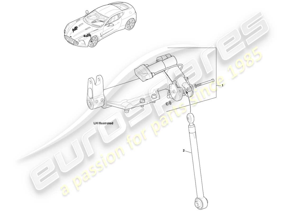 aston martin one-77 (2011) adjustable ride height system, front parts diagram