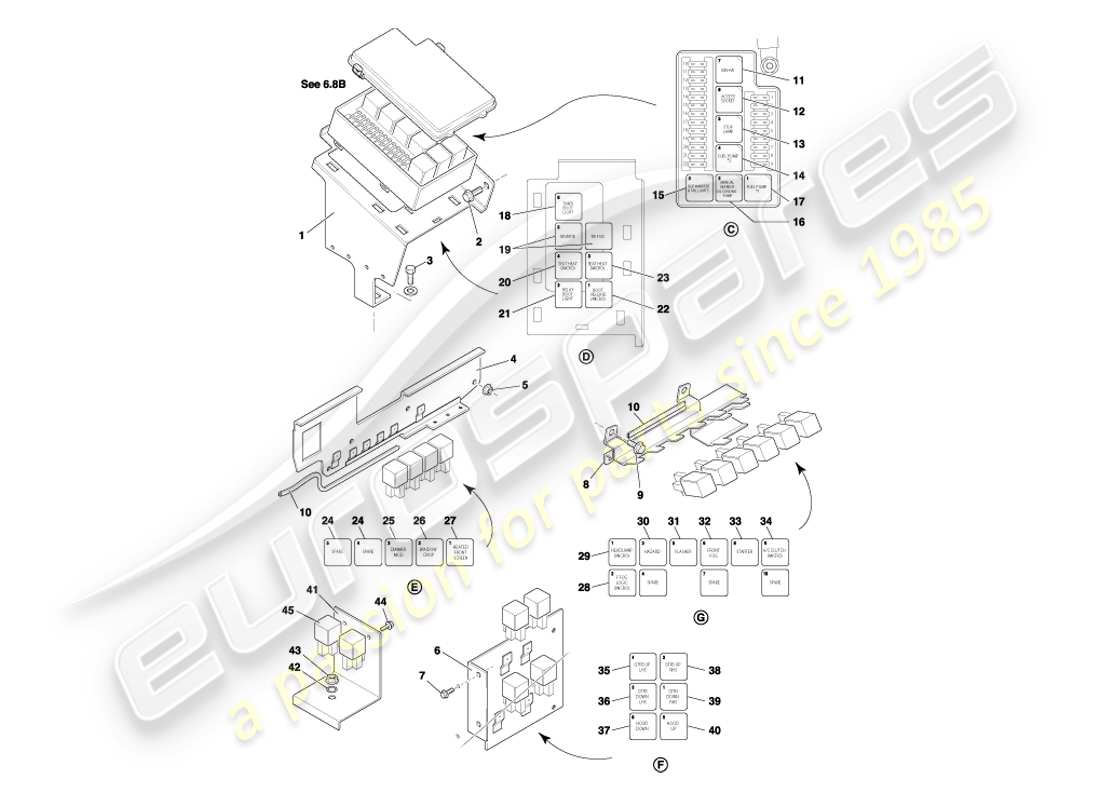 aston martin db7 vantage (2003) relays, vin 300556 on part diagram