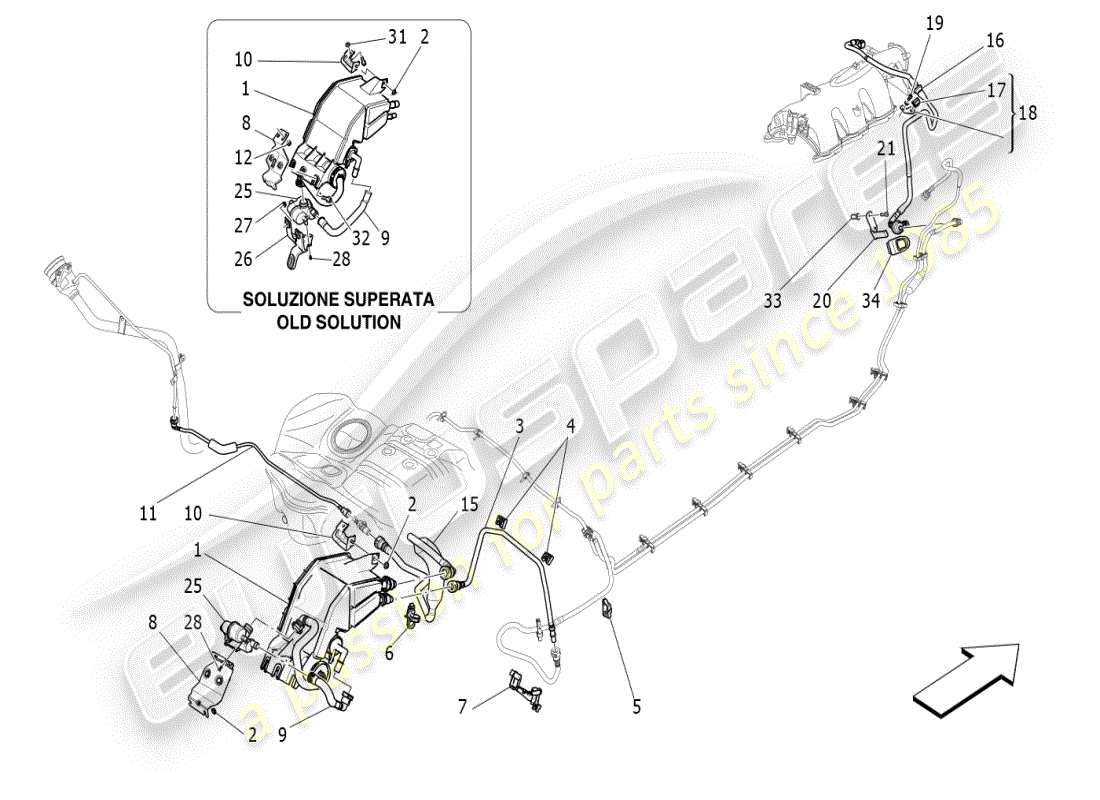 maserati ghibli (2019) fuel vapour recirculation system part diagram