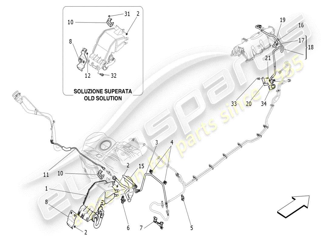 maserati ghibli (2019) fuel vapour recirculation system part diagram