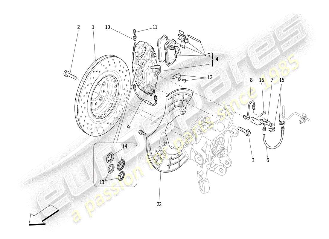 maserati ghibli (2019) braking devices on rear wheels part diagram