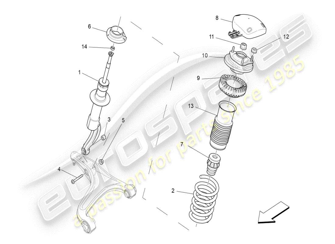 maserati ghibli (2021) front shock absorber devices part diagram