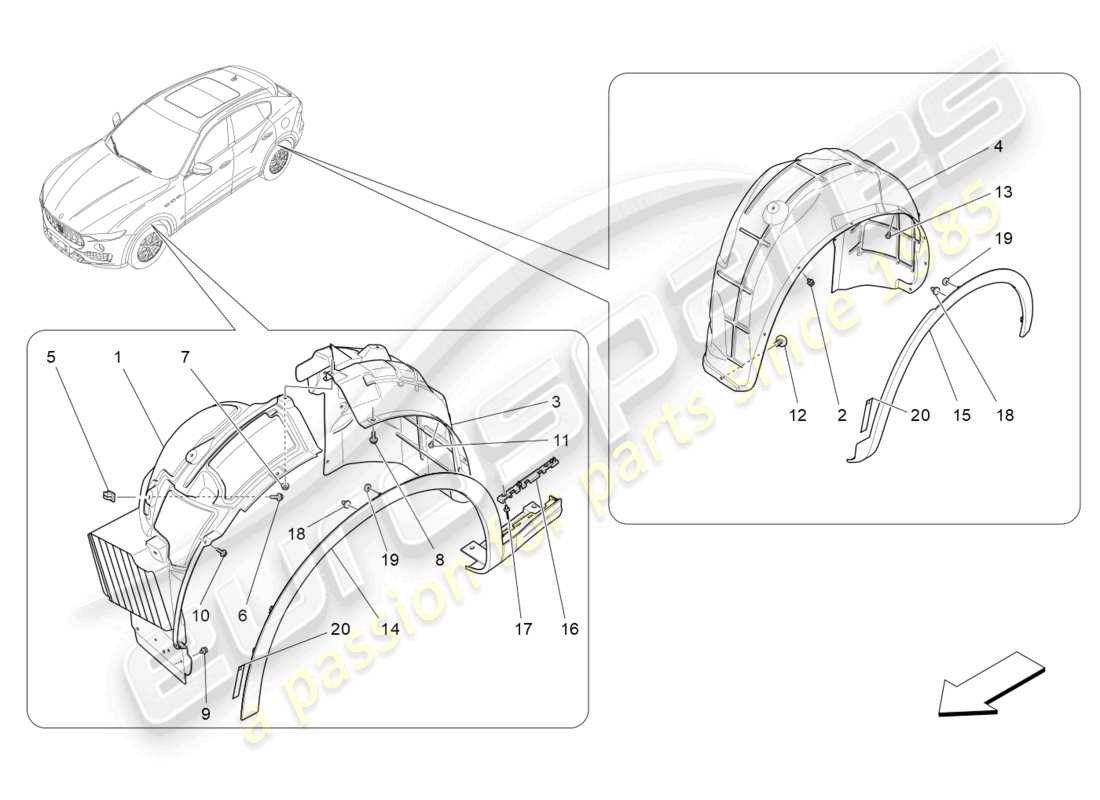 maserati levante modena s (2022) wheelhouse and lids parts diagram
