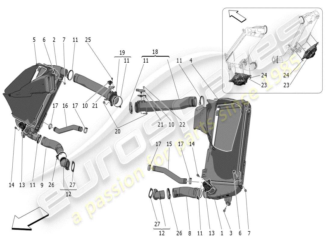 maserati mc20 (2024) intercooler system part diagram