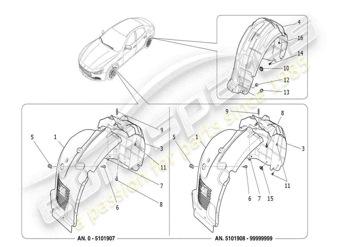 maserati ghibli (2019) wheelhouse and lids part diagram