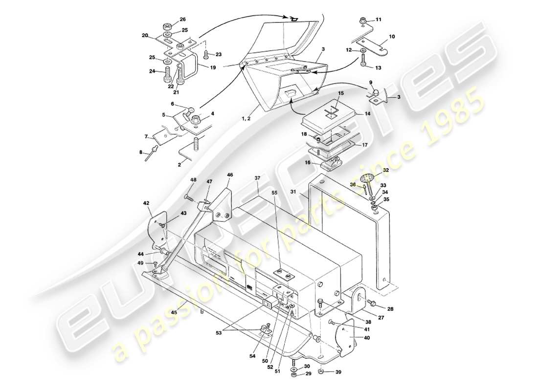 aston martin v8 volante (2000) fascia & trim part diagram