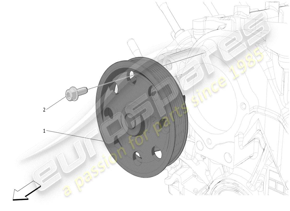 maserati mc20 (2024) cooling system: water pump part diagram