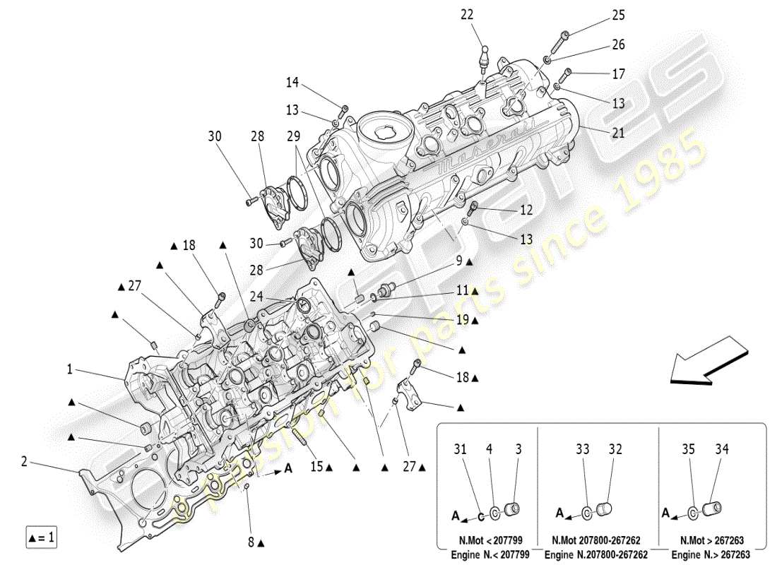 maserati ghibli (2019) lh cylinder head part diagram