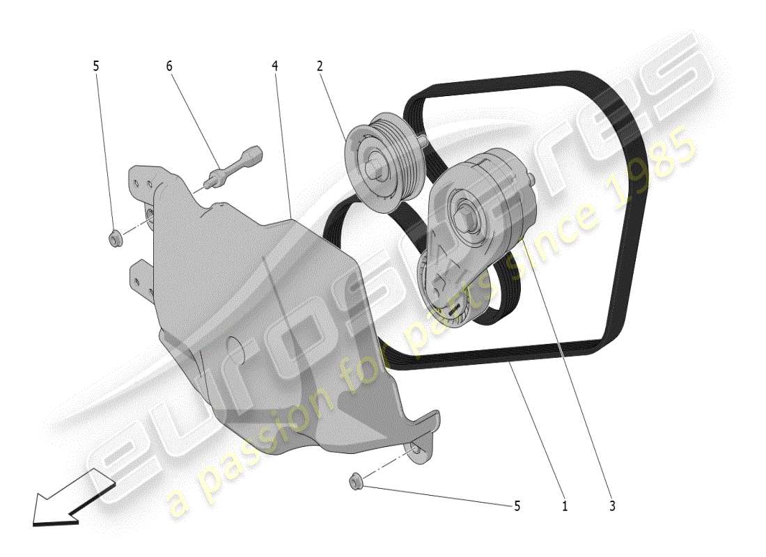 maserati grecale modena (2023) auxiliary device belts parts diagram