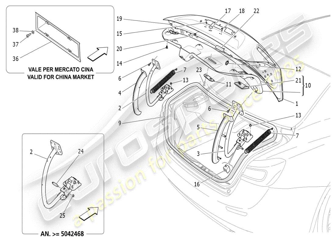 maserati ghibli (2020) rear lid part diagram