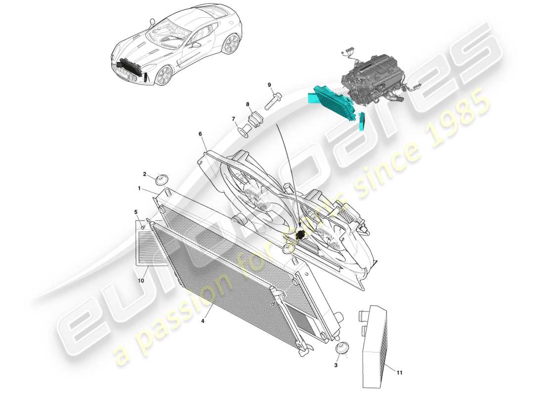 aston martin one-77 (2011) radiator assembly parts diagram