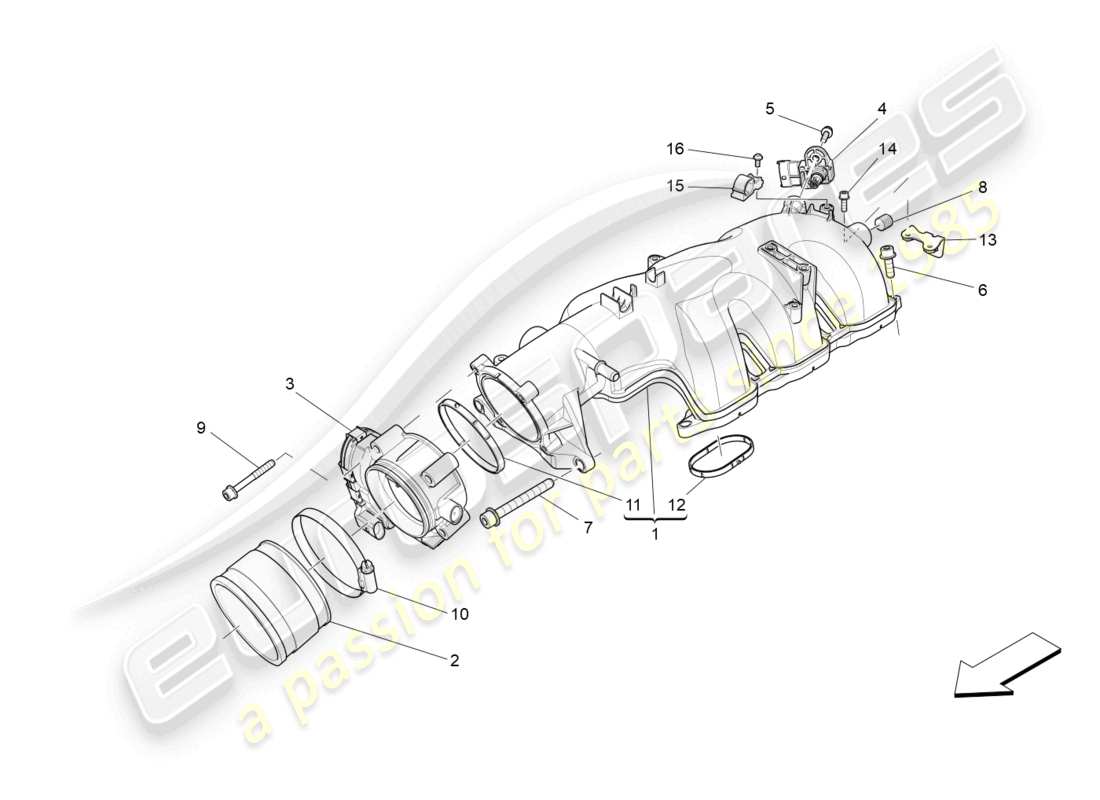 maserati levante gt (2022) intake manifold and throttle body parts diagram