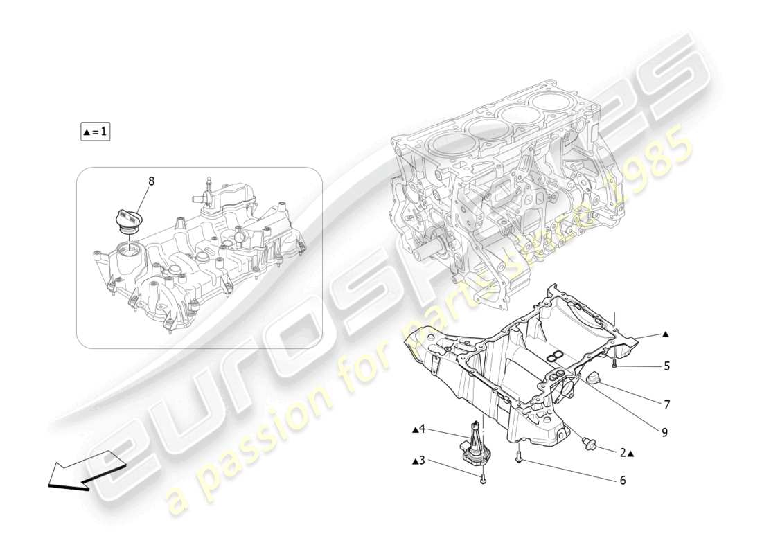 maserati levante gt (2022) lubrication system: circuit and collection parts diagram