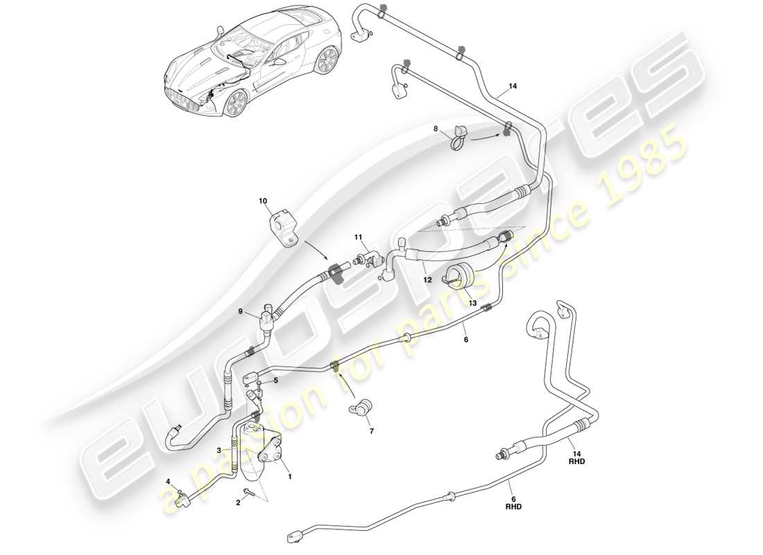 aston martin one-77 (2011) air con lines parts diagram
