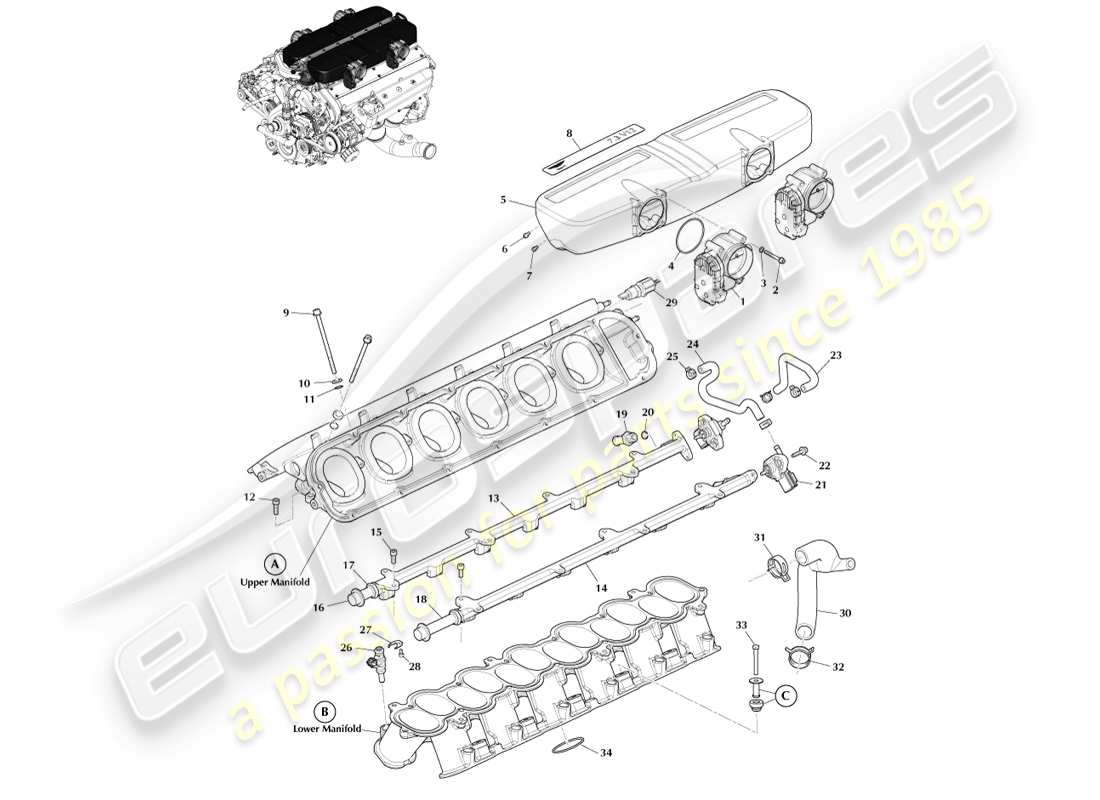 aston martin one-77 (2011) fuel charging & controls parts diagram