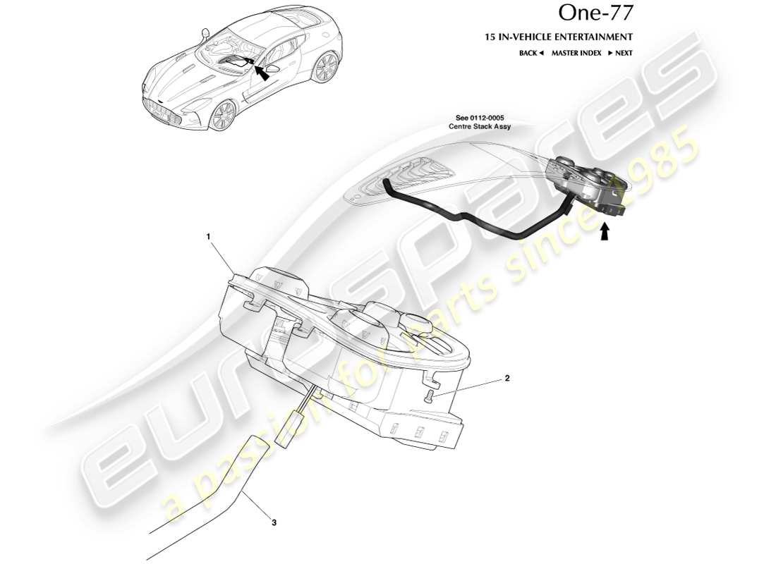 aston martin one-77 (2011) media controls parts diagram