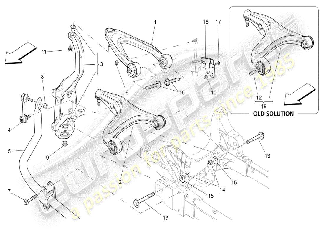 maserati ghibli (2019) front suspension part diagram