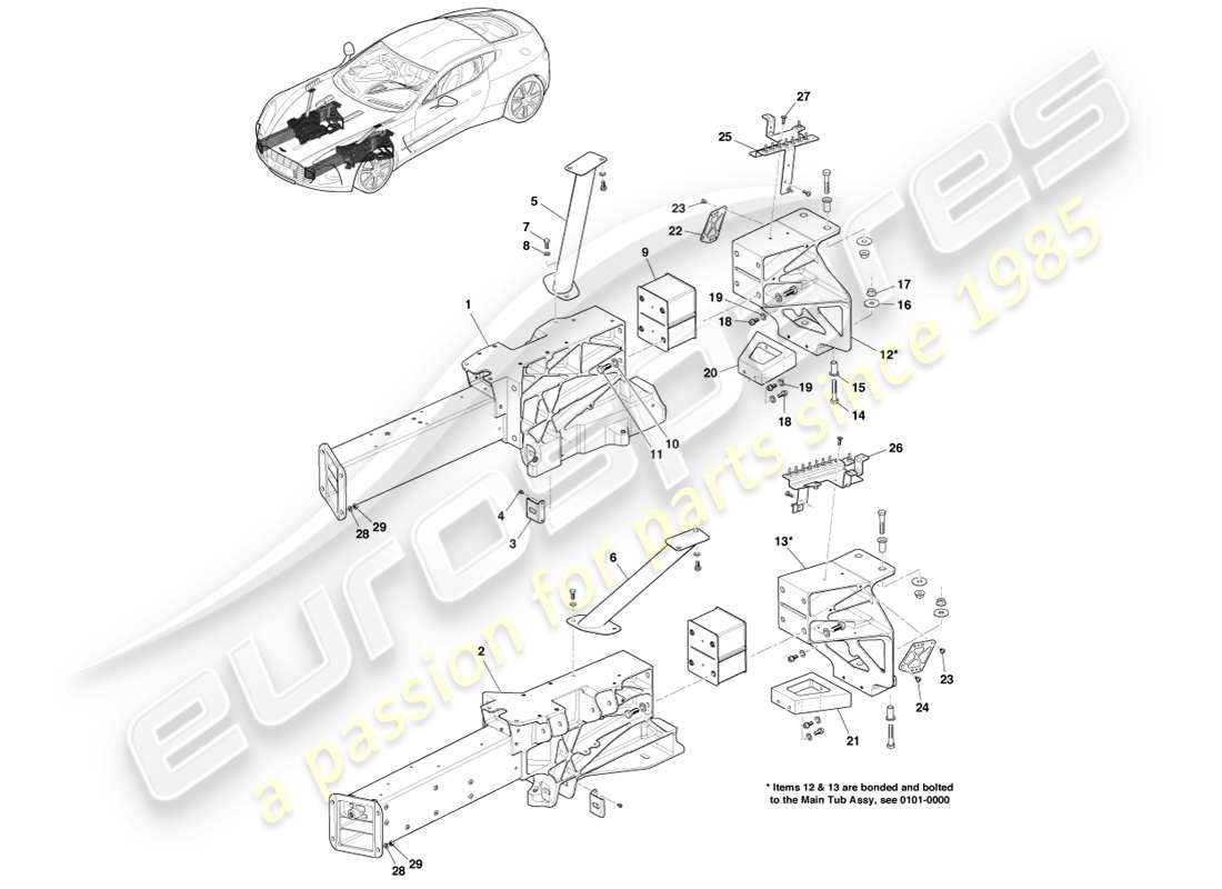 aston martin one-77 (2011) front structure parts diagram