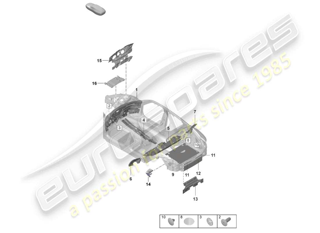 a part diagram from the porsche 2020 (taycan 9j1-1) parts catalogue