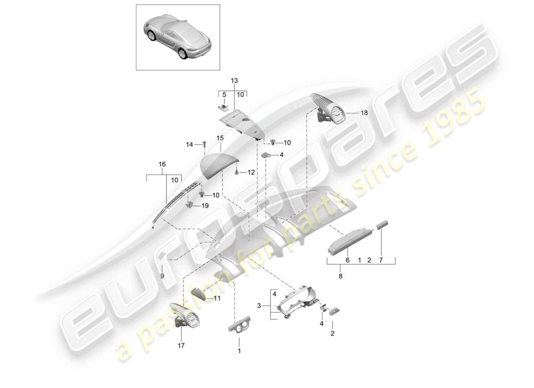 a part diagram from the porsche cayman parts catalogue