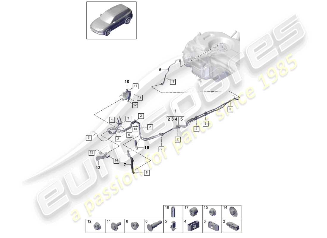 a part diagram from the porsche 2023 (cayenne e3 9ya/9yb) parts catalogue