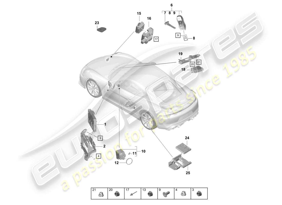 a part diagram from the porsche 2021 (718 cayman gt4) parts catalogue