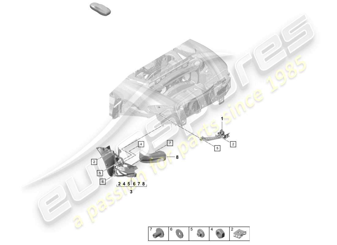 a part diagram from the porsche 2023 (718 boxster spyder) parts catalogue