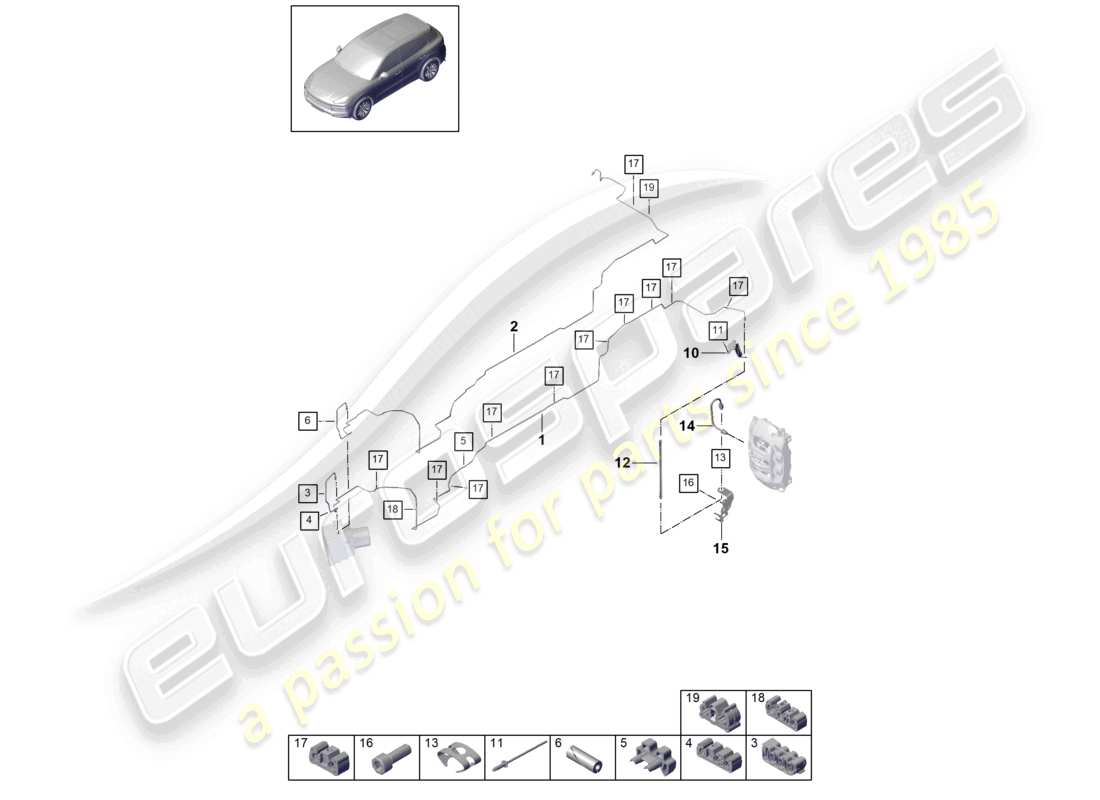 a part diagram from the porsche 2021 (cayenne e3 9ya/9yb) parts catalogue