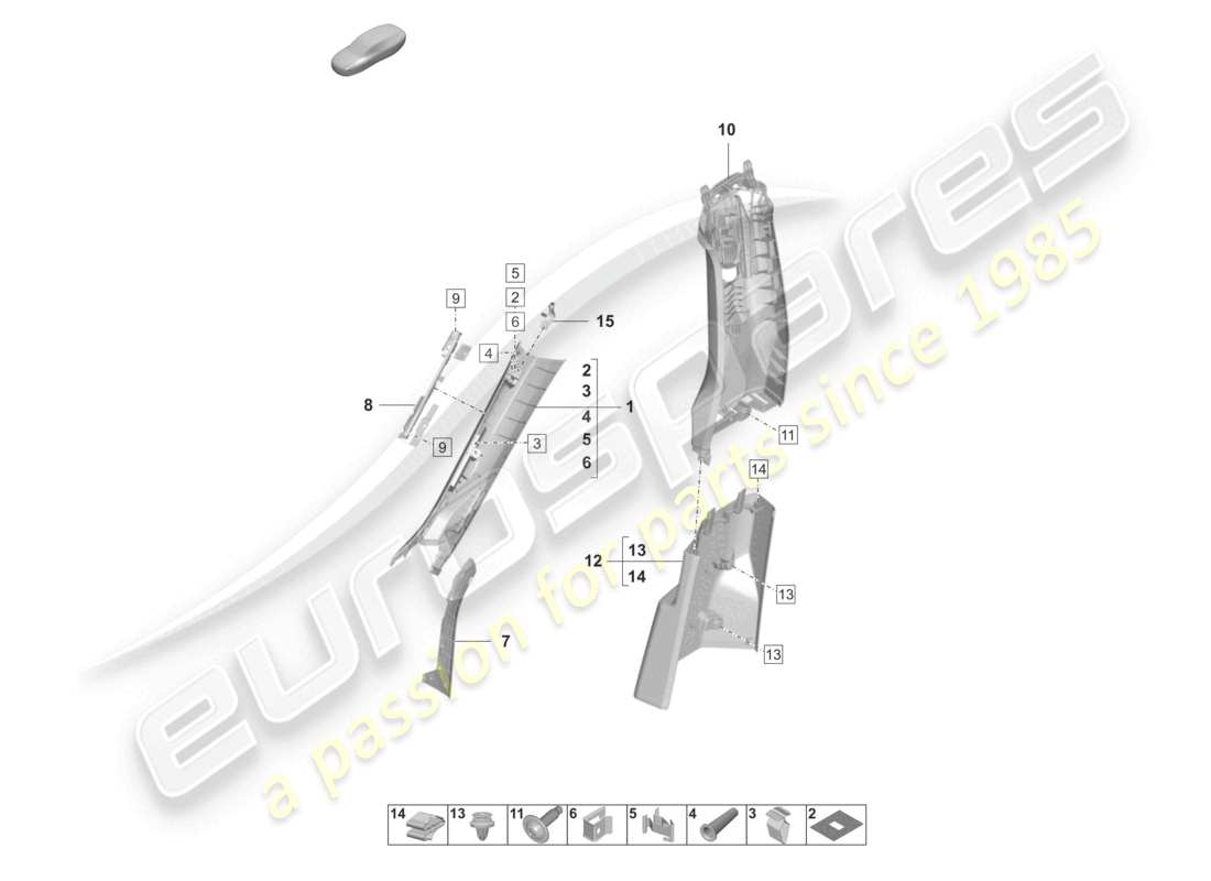 a part diagram from the porsche 2020 (taycan 9j1-1) parts catalogue