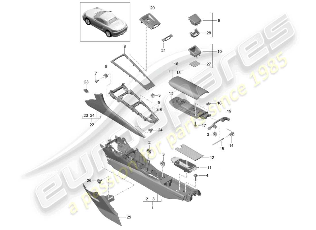 a part diagram from the porsche 2024 (718 boxster) parts catalogue