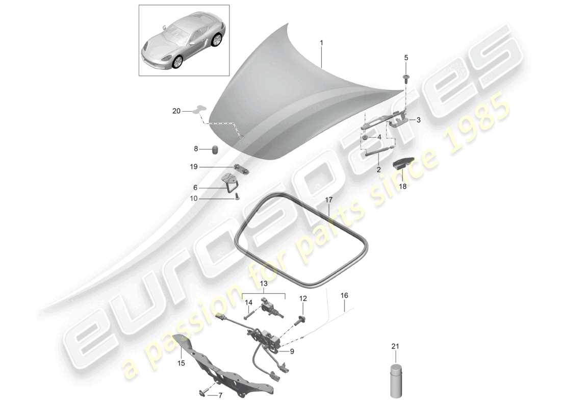 a part diagram from the porsche 2023 (718 cayman) parts catalogue