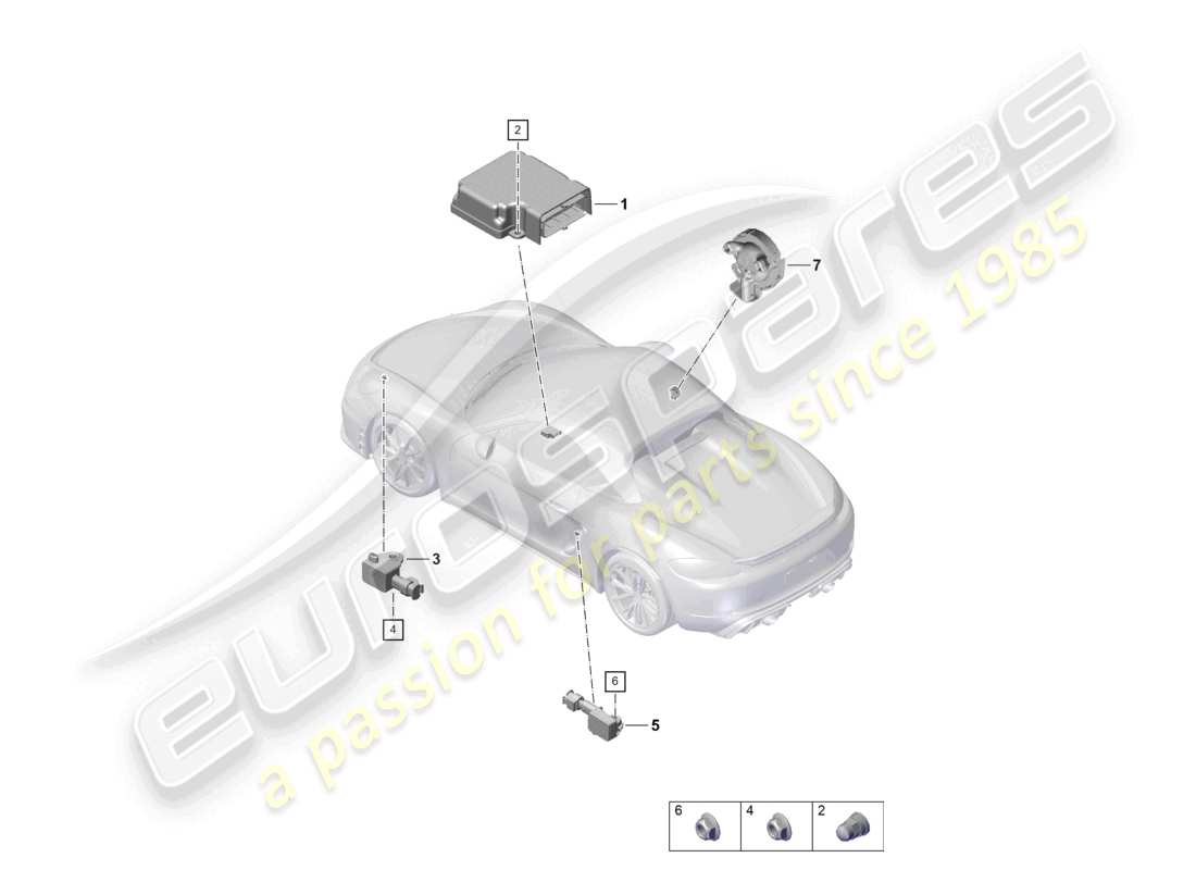 a part diagram from the porsche 2021 (718 boxster spyder) parts catalogue