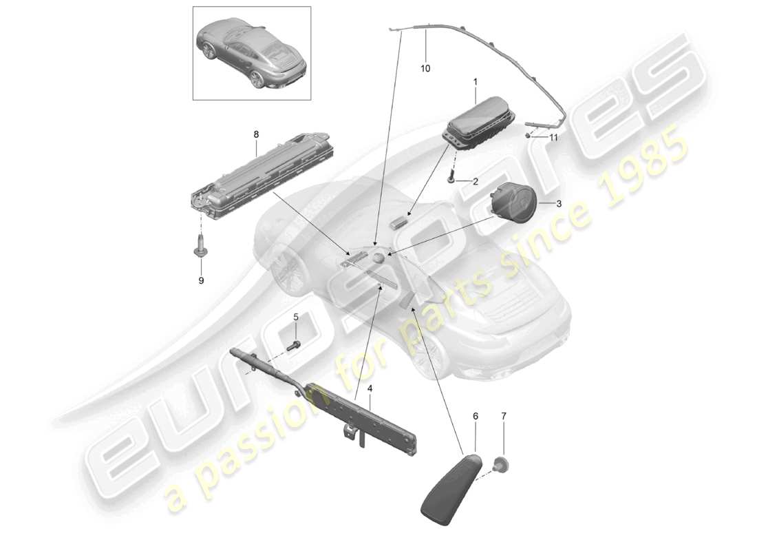 a part diagram from the porsche 2018 (991-2 turbo) parts catalogue