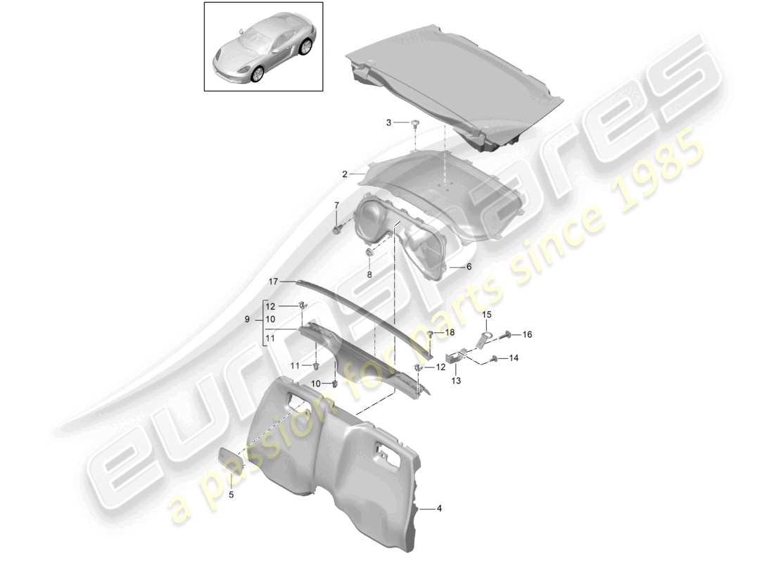 a part diagram from the porsche 2025 (718 cayman) parts catalogue
