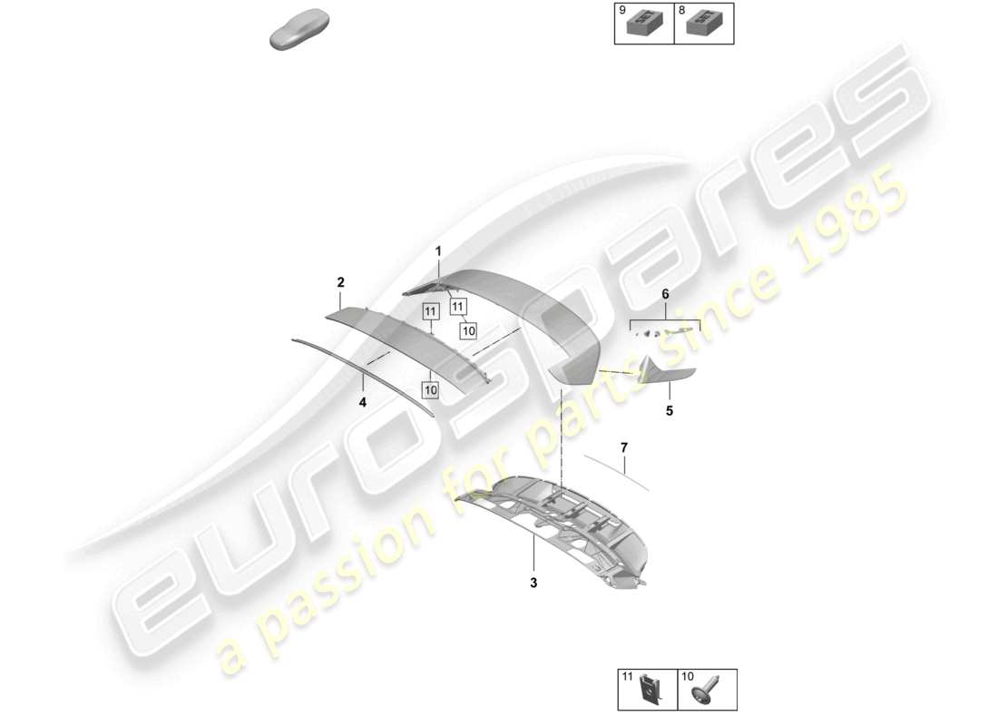 a part diagram from the porsche taycan parts catalogue