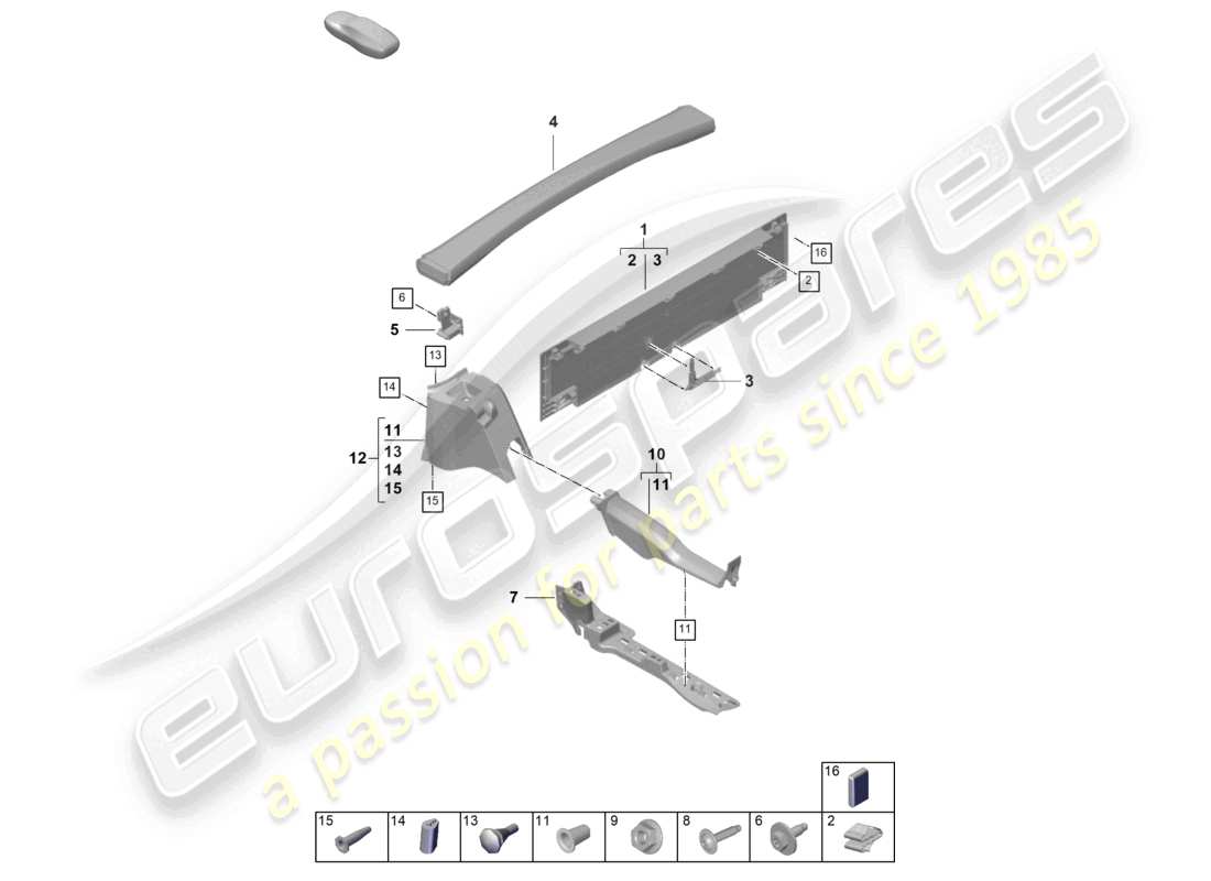 porsche 2025 (992-2) trims rear parts diagram
