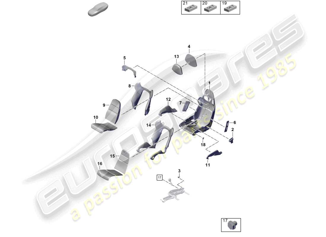 porsche 2026 (992-2 gt3) bucket seat seat frame seat covers foam part parts diagram