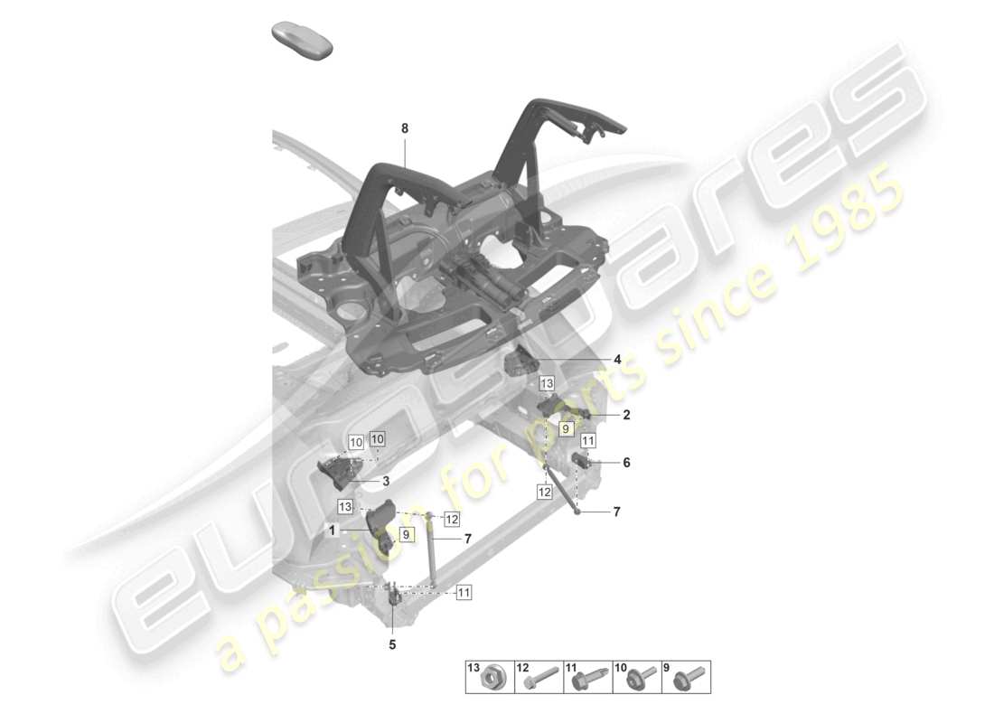 porsche 2025 (992-1 gt3/rs/st) rear spoiler parts diagram
