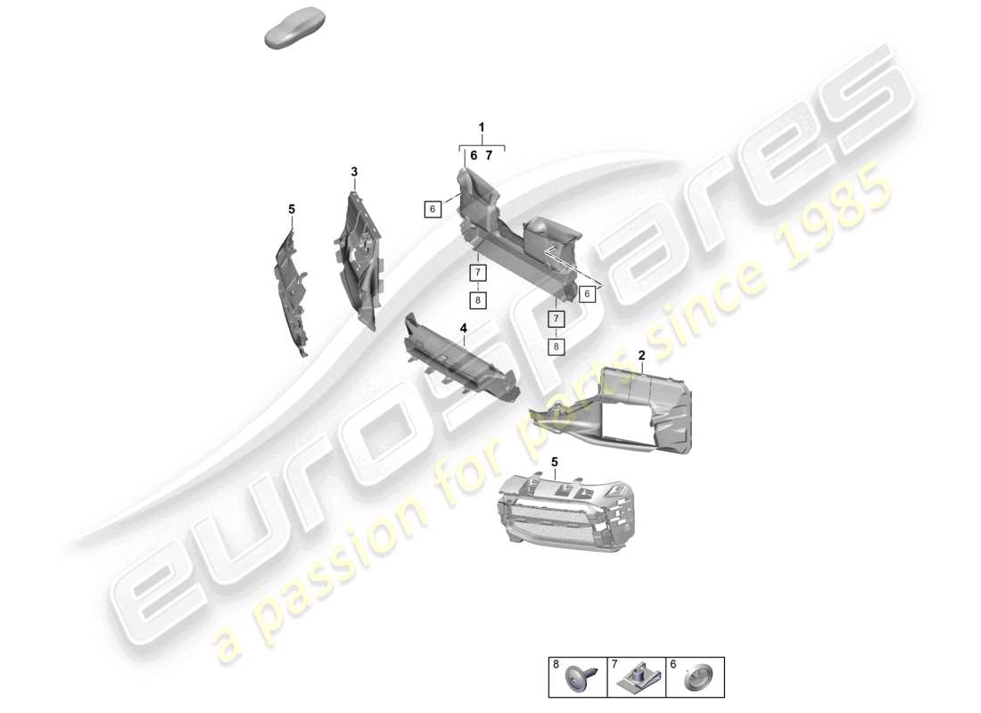 porsche 2023 (992-1) air guide front bumper 911 dakar parts diagram