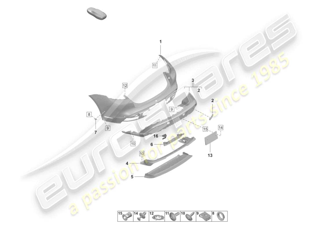 porsche 2020 (taycan 9j1-1) bumper rear turbo part diagram