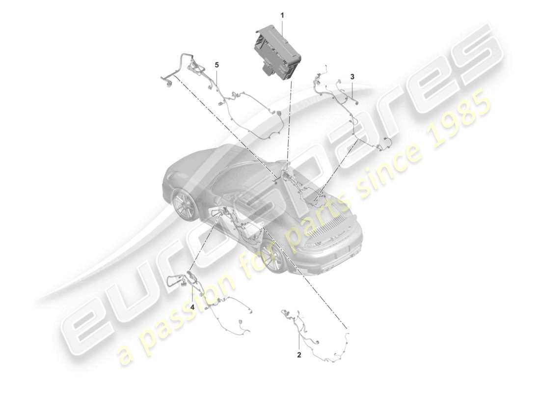 porsche 2026 (992-2 turbo / s) doors control units wiring looms parts diagram