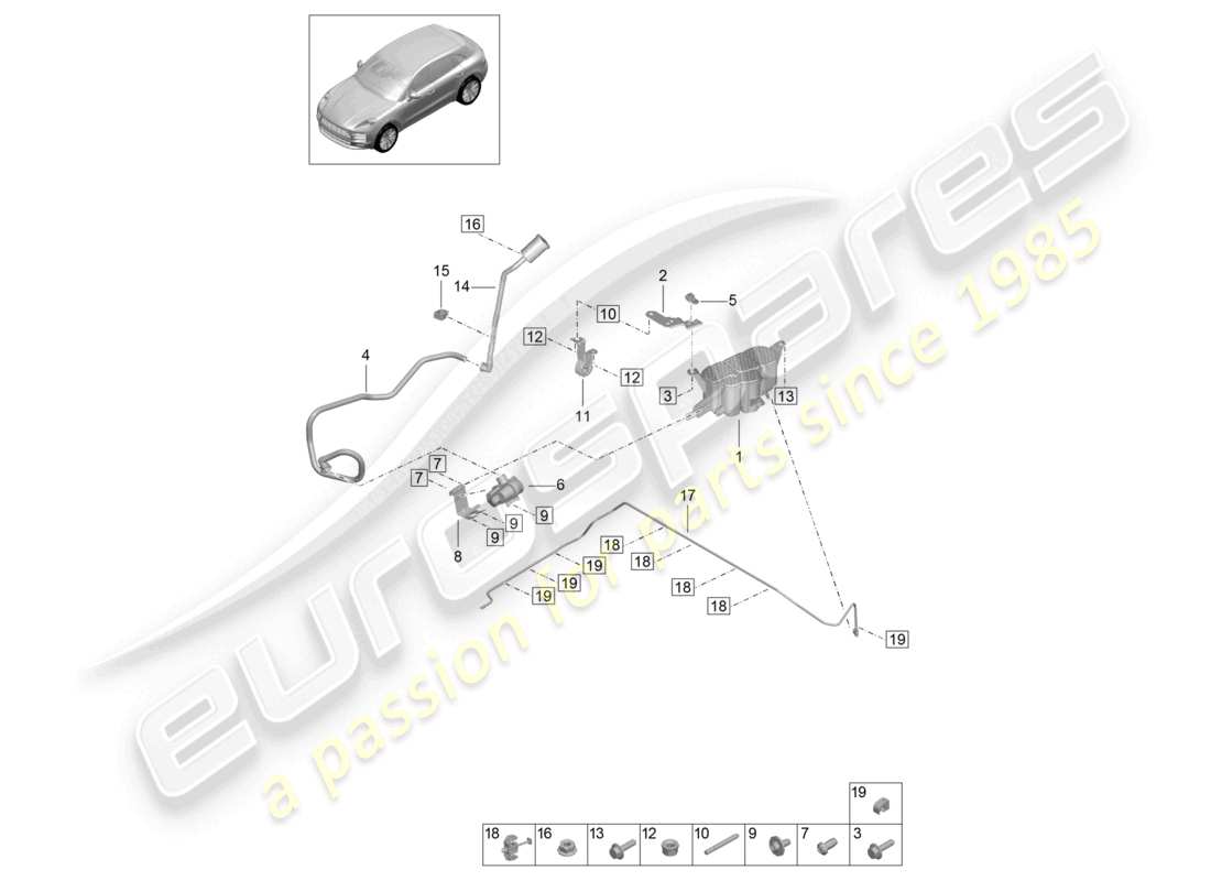 porsche 2024 (macan) activated charcoal container part diagram