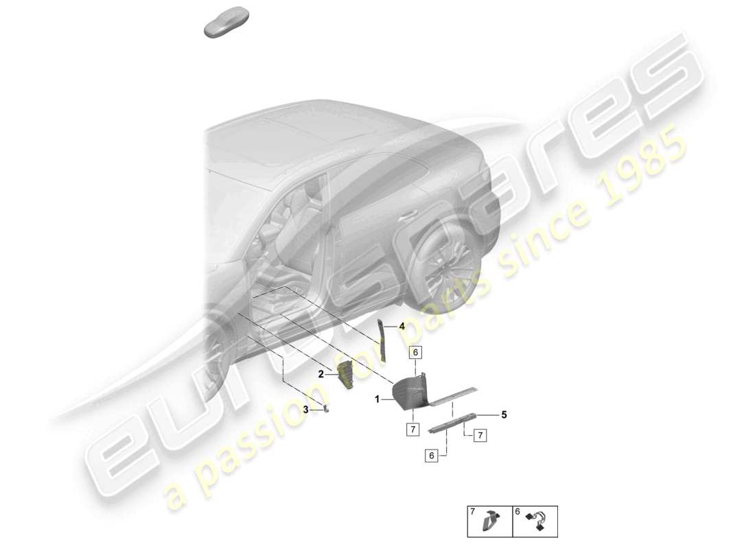 porsche 2026 (macan-e) tread trim front a-pillar accessories part diagram