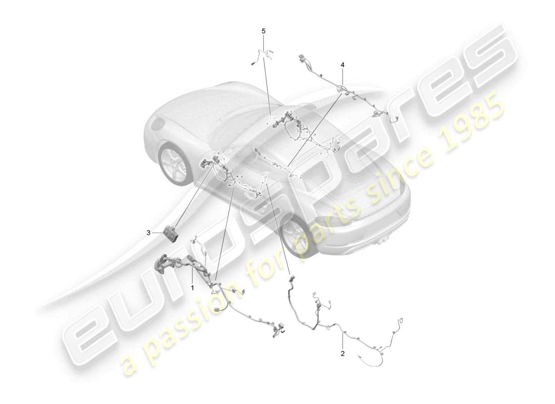 porsche 2021 (718 cayman) wiring looms doors centre console control unit doors convertible top control parts diagram