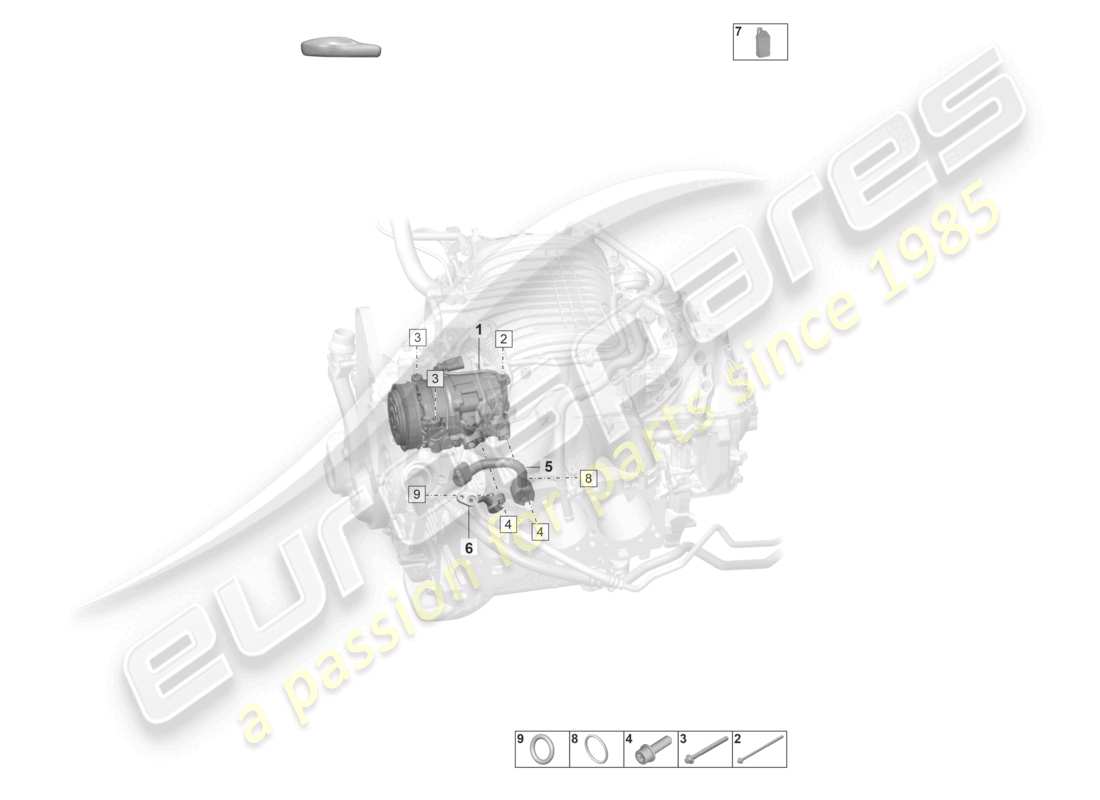 porsche 2023 (992-1 gt3/rs/st) a/c compressor r1234yf coolant parts diagram