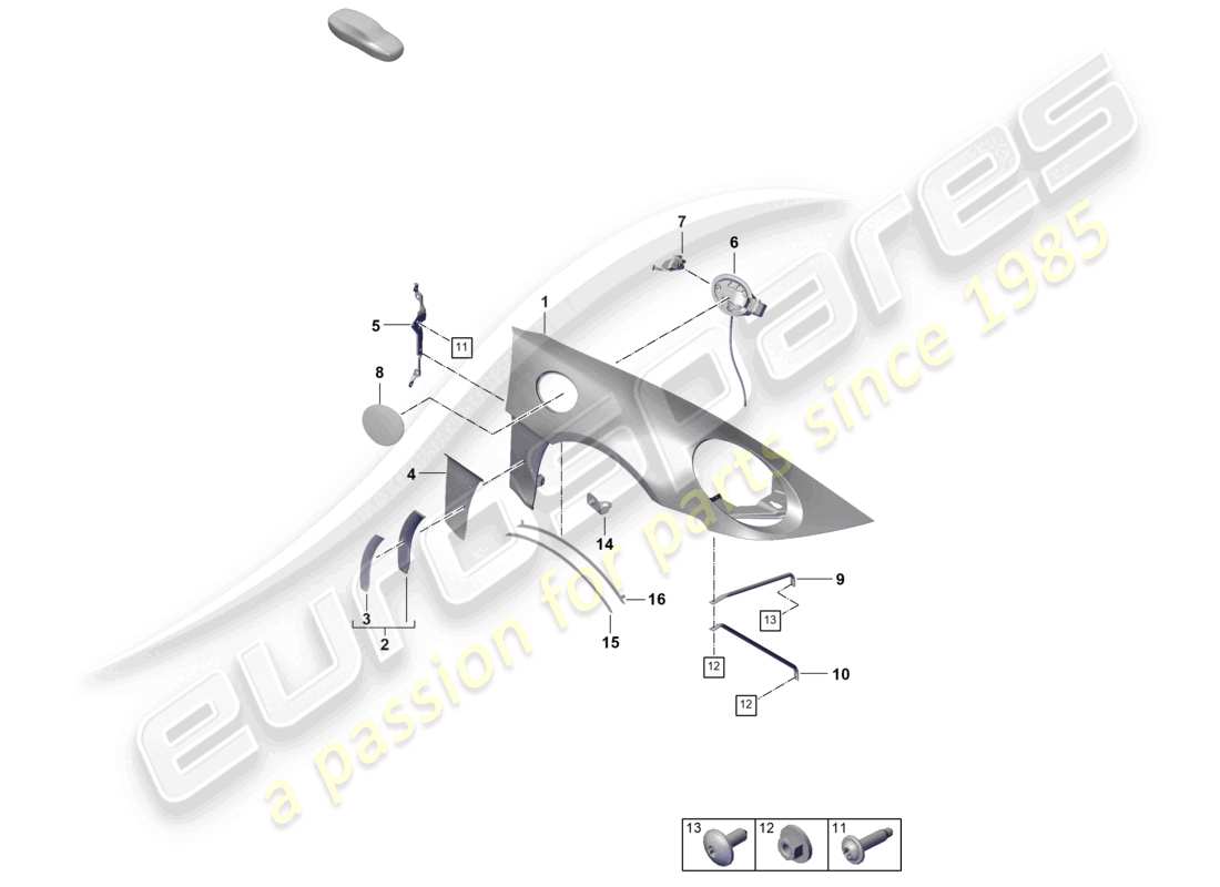 porsche 2023 (992-1 gt3/rs/st) wing parts diagram