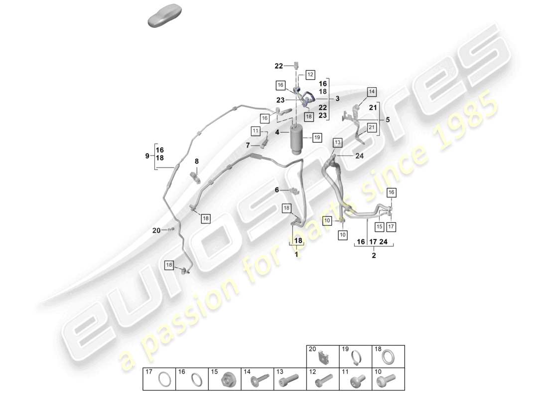 porsche 2025 (992-2) air conditioning lhd refrigerant line (expansion valve >drier) parts diagram