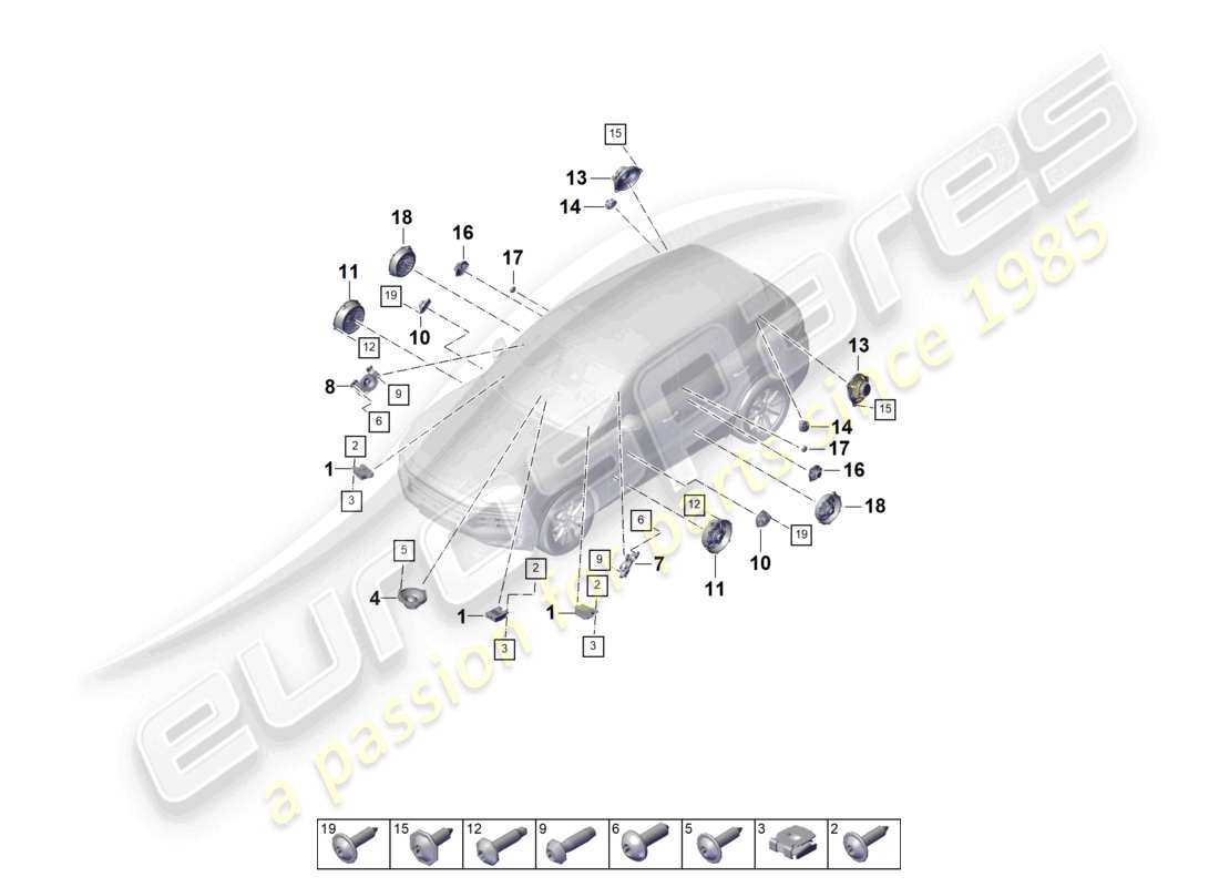 porsche 2026 (cayenne e3 pa) loudspeaker part diagram